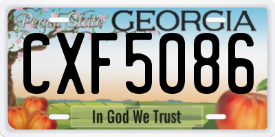GA license plate CXF5086