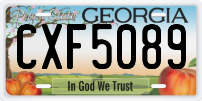 GA license plate CXF5089