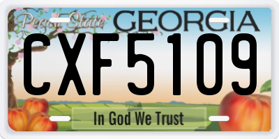 GA license plate CXF5109