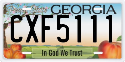 GA license plate CXF5111