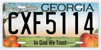 GA license plate CXF5114