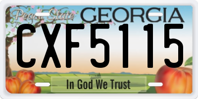 GA license plate CXF5115