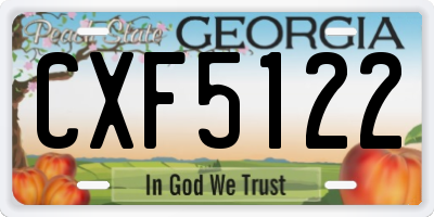 GA license plate CXF5122