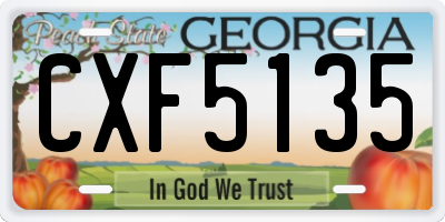 GA license plate CXF5135