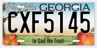 GA license plate CXF5145