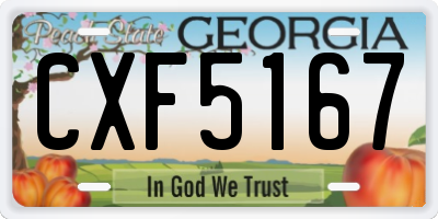 GA license plate CXF5167