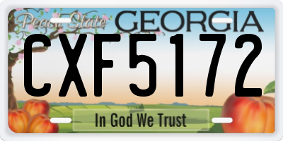 GA license plate CXF5172