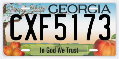 GA license plate CXF5173