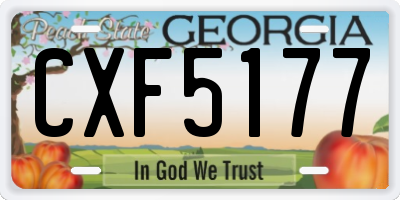 GA license plate CXF5177