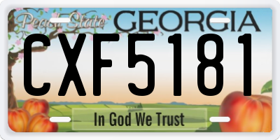 GA license plate CXF5181