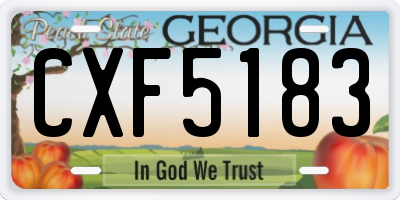 GA license plate CXF5183