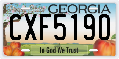 GA license plate CXF5190