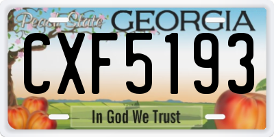 GA license plate CXF5193