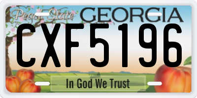 GA license plate CXF5196