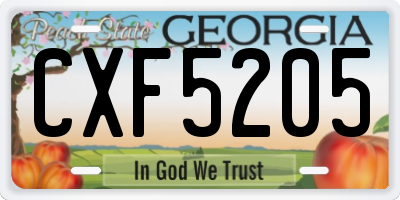 GA license plate CXF5205