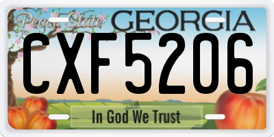 GA license plate CXF5206