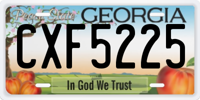 GA license plate CXF5225