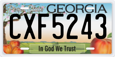 GA license plate CXF5243