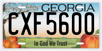 GA license plate CXF5600