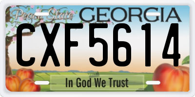 GA license plate CXF5614