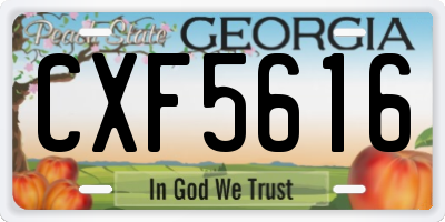 GA license plate CXF5616