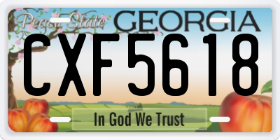GA license plate CXF5618