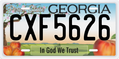 GA license plate CXF5626