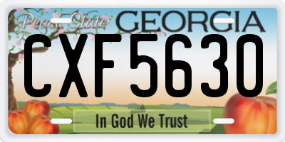 GA license plate CXF5630