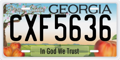 GA license plate CXF5636