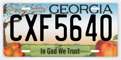 GA license plate CXF5640