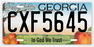 GA license plate CXF5645