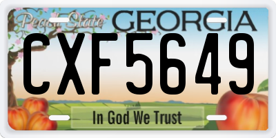 GA license plate CXF5649