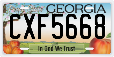 GA license plate CXF5668