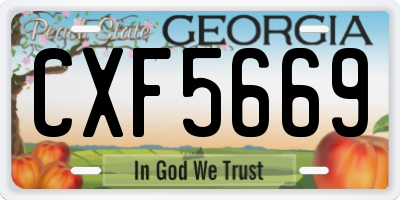 GA license plate CXF5669