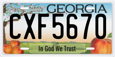 GA license plate CXF5670
