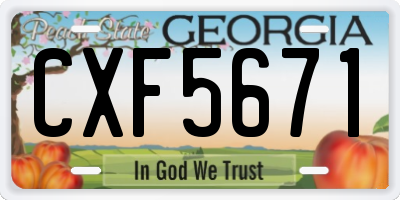 GA license plate CXF5671