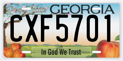 GA license plate CXF5701
