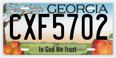 GA license plate CXF5702