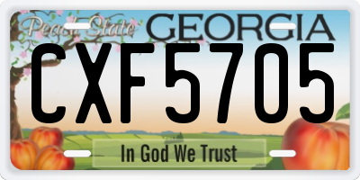 GA license plate CXF5705