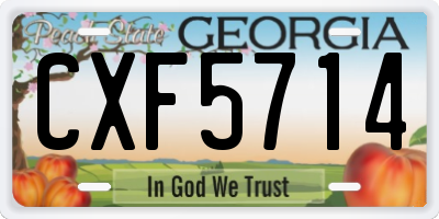 GA license plate CXF5714