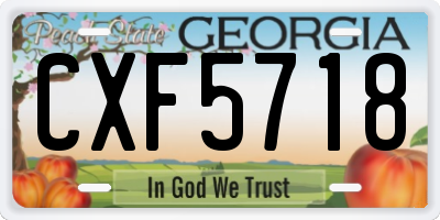 GA license plate CXF5718