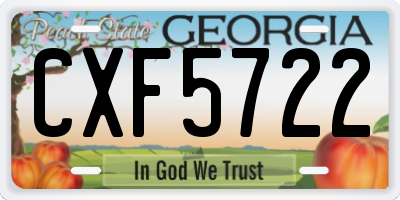 GA license plate CXF5722