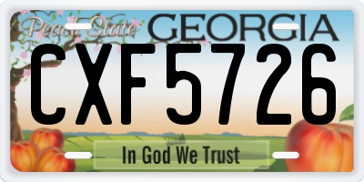 GA license plate CXF5726