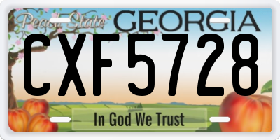GA license plate CXF5728