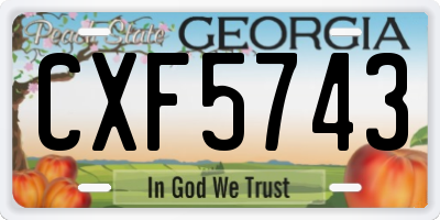 GA license plate CXF5743