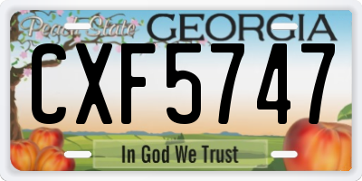GA license plate CXF5747