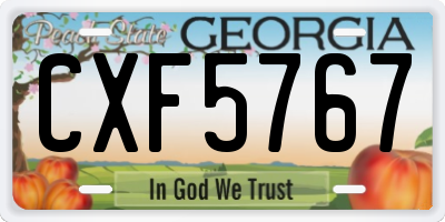 GA license plate CXF5767