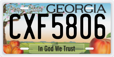 GA license plate CXF5806