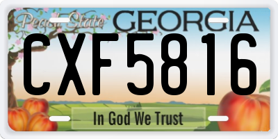 GA license plate CXF5816