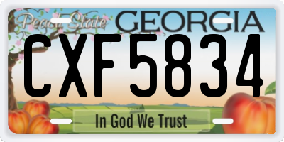 GA license plate CXF5834
